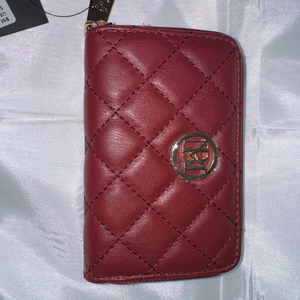 Badgley Mischka Burgundy Quilted Leather Phone Case